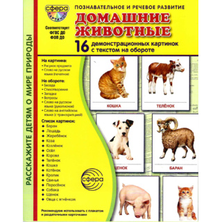 Демонстрационные картинки СУПЕР. Домашние животные (16 шт.) в папке