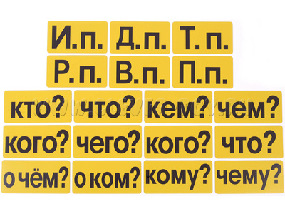Набор магнитных карточек "Падежи" (фон жёлтый)